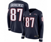 Women's Nike New England Patriots #87 Rob Gronkowski Limited Navy Blue Therma Long Sleeve NFL Jersey