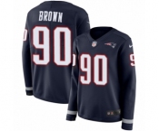 Women's Nike New England Patriots #90 Malcom Brown Limited Navy Blue Therma Long Sleeve NFL Jersey