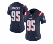 Women's Nike New England Patriots #95 Derek Rivers Limited Navy Blue Rush NFL Jersey
