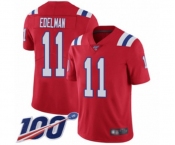 Youth New England Patriots #11 Julian Edelman Red Alternate Vapor Untouchable Limited Player 100th Season Football Jersey