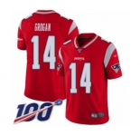 Youth New England Patriots #14 Steve Grogan Limited Red Inverted Legend 100th Season Football Jersey