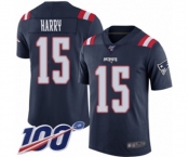 Youth New England Patriots #15 N'Keal Harry Limited Navy Blue Rush Vapor Untouchable 100th Season Football Jersey