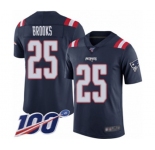 Youth New England Patriots #25 Terrence Brooks Limited Navy Blue Rush Vapor Untouchable 100th Season Football Jersey