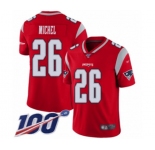 Youth New England Patriots #26 Sony Michel Limited Red Inverted Legend 100th Season Football Jersey