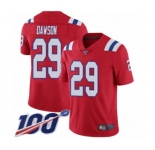 Youth New England Patriots #29 Duke Dawson Red Alternate Vapor Untouchable Limited Player 100th Season Football Jersey