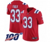 Youth New England Patriots #33 Kevin Faulk Red Alternate Vapor Untouchable Limited Player 100th Season Football Jersey