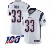 Youth New England Patriots #33 Kevin Faulk White Vapor Untouchable Limited Player 100th Season Football Jersey