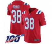 Youth New England Patriots #38 Brandon Bolden Red Alternate Vapor Untouchable Limited Player 100th Season Football Jersey
