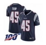 Youth New England Patriots #45 Donald Trump Navy Blue Team Color Vapor Untouchable Limited Player 100th Season Football Jersey