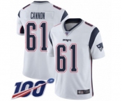 Youth New England Patriots #61 Marcus Cannon White Vapor Untouchable Limited Player 100th Season Football Jersey