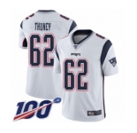 Youth New England Patriots #62 Joe Thuney White Vapor Untouchable Limited Player 100th Season Football Jersey