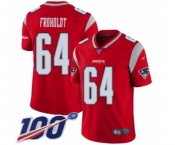 Youth New England Patriots #64 Hjalte Froholdt Limited Red Inverted Legend 100th Season Football Jersey