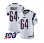 Youth New England Patriots #64 Hjalte Froholdt White Vapor Untouchable Limited Player 100th Season Football Jersey