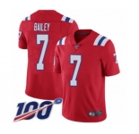 Youth New England Patriots #7 Jake Bailey Red Alternate Vapor Untouchable Limited Player 100th Season Football Jersey