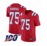 Youth New England Patriots #75 Ted Karras Red Alternate Vapor Untouchable Limited Player 100th Season Football Jersey