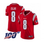 Youth New England Patriots #8 Jamie Collins Limited Red Inverted Legend 100th Season Football Jersey