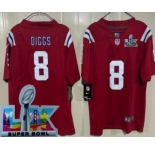Youth New England Patriots #8 Stefon Diggs Limited Red Super Bowl LX Vapor Jersey