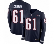 Youth Nike New England Patriots #61 Marcus Cannon Limited Navy Blue Therma Long Sleeve NFL Jersey