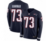 Youth Nike New England Patriots #73 John Hannah Limited Navy Blue Therma Long Sleeve NFL Jersey