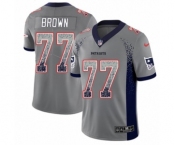 Youth Nike New England Patriots #77 Trent Brown Limited Gray Rush Drift Fashion NFL Jersey