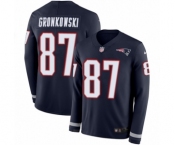 Youth Nike New England Patriots #87 Rob Gronkowski Limited Navy Blue Therma Long Sleeve NFL Jersey