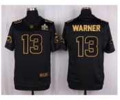 Nike St. Louis Rams #13 Kurt Warner Black Pro Line Gold Collection Jersey(Elite)