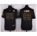 Nike St. Louis Rams #91 Chris Long Black Pro Line Gold Collection Jersey(Elite)