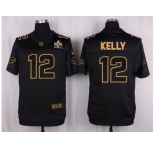 Nike Buffalo Bills #12 Jim Kelly Black Pro Line Gold Collection Jersey[Elite]