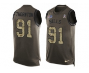 Men Nike Buffalo Bills #91 Cedric Thornton Limited Green Salute to Service Tank Top NFL Jersey