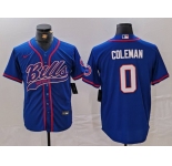 Men's Buffalo Bills #0 Keon Coleman Blue With Patch Cool Base Stitched Baseball Jersey