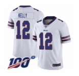 Men's Buffalo Bills #12 Jim Kelly White Vapor Untouchable Limited Player 100th Season Football Jersey