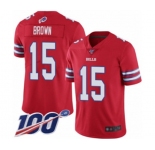Men's Buffalo Bills #15 John Brown Limited Red Rush Vapor Untouchable 100th Season Football Jersey