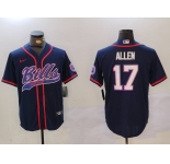 Men's Buffalo Bills #17 Josh Allen Navy Team Cool Base Stitched Baseball Jersey