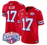 Men's Buffalo Bills #17 Josh Allen Red F.U.S.E. 2024 AFC East Division Champions With 4-Star C Ptach Vapor Limited Stitched Football Jersey