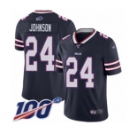 Men's Buffalo Bills #24 Taron Johnson Limited Navy Blue Inverted Legend 100th Season Football Jersey