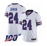 Men's Buffalo Bills #24 Taron Johnson White Vapor Untouchable Limited Player 100th Season Football Jersey