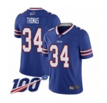 Men's Buffalo Bills #34 Thurman Thomas Royal Blue Team Color Vapor Untouchable Limited Player 100th Season Football Jersey