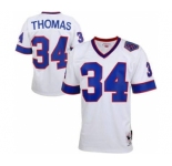 Men's Buffalo Bills #34 Thurman Thomas White Mitchell & Ness Throwback Stitched Football Jersey