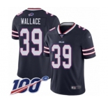 Men's Buffalo Bills #39 Levi Wallace Limited Navy Blue Inverted Legend 100th Season Football Jersey