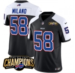 Men's Buffalo Bills #58 Matt Milano Black White 2023 F.U.S.E. AFC East Champions With 4-star C Ptach Football Stitched Jersey