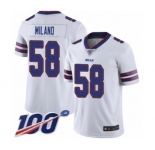 Men's Buffalo Bills #58 Matt Milano White Vapor Untouchable Limited Player 100th Season Football Jersey