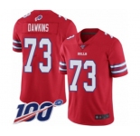 Men's Buffalo Bills #73 Dion Dawkins Limited Red Rush Vapor Untouchable 100th Season Football Jersey