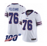 Men's Buffalo Bills #76 Jon Feliciano White Vapor Untouchable Limited Player 100th Season Football Jersey