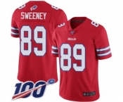 Men's Buffalo Bills #89 Tommy Sweeney Limited Red Rush Vapor Untouchable 100th Season Football Jersey