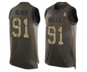 Men's Buffalo Bills #91 Ed Oliver Limited Green Salute to Service Tank Top Football Jersey
