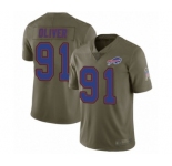 Men's Buffalo Bills #91 Ed Oliver Limited Olive 2017 Salute to Service Football Jersey