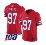 Men's Buffalo Bills #97 Jordan Phillips Limited Red Rush Vapor Untouchable 100th Season Football Jersey