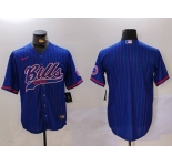Men's Buffalo Bills Blank Blue Team Cool Base Stitched Baseball Jersey