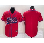 Men's Buffalo Bills Blank Red Stitched MLB Cool Base Nike Baseball Jersey