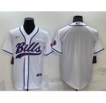 Men's Buffalo Bills Blank White Stitched MLB Cool Base Nike Baseball Jersey